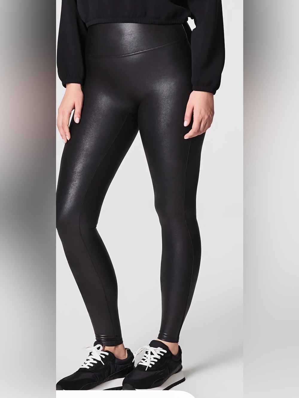 SPANX Black High-Waist Shiny Leggings